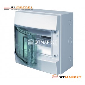 Щит ABB Mistral65 8 м., IP65, прозрачные двери, клеммник, навесной