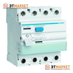 Устройство защитного отключения Hager 4x100 A, 30 mA, A, 4м
