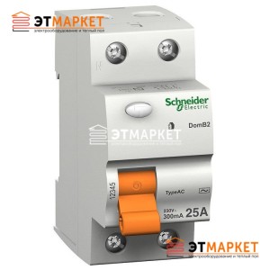 УЗО Schneider Electric ВД63 4,5 кА, 25А, 30 mA, 2 п. УЗО Schneider Electric ВД63 4,5 кА, 25А, 30 mA, 2 п.