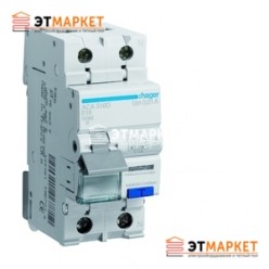Дифавтомат Hager 1+N, 16A, 30 mA, С, 4,5 кА, AC, 2м