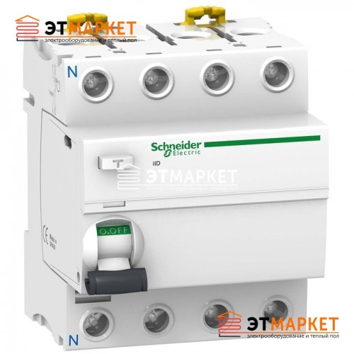 УЗО Schneider Electric iID 4P, 100A, 100 mA, AC - et-market.com.ua УЗО Schneider Electric iID 4P, 100A, 100 mA, AC