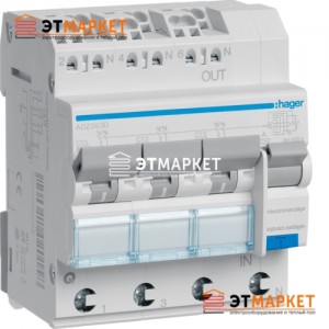 Диффавтомат Hager ADZ363D, 3x(1P+N), 13А, С, С6 кА, A, 30mA