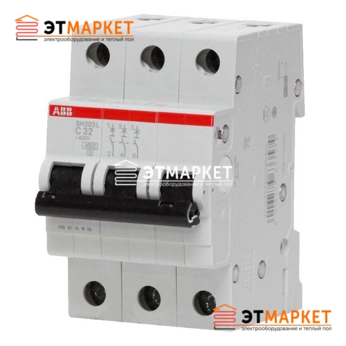 Автоматический выключатель ABB SH203-B6, 3 п., 6А, B - et-market.com.ua Автоматический выключатель ABB SH203-B6, 3 п., 6А, B