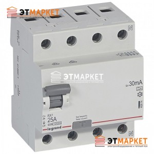 Дифреле Legrand RX 40А, 4 п., AC, 30 mA Дифреле Legrand RX 40А, 4 п., AC, 30 mA